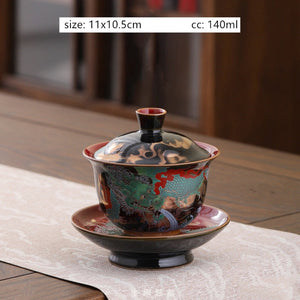 Enamel Color Three CAI Gaiwan Exquisite Ceramic Tea Bowl with Lid Tea Cup Chinese Tea Set Gifts High Quality Tea Infuser acacuss