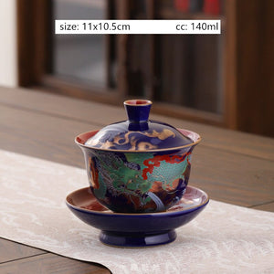 Enamel Color Three CAI Gaiwan Exquisite Ceramic Tea Bowl with Lid Tea Cup Chinese Tea Set Gifts High Quality Tea Infuser acacuss