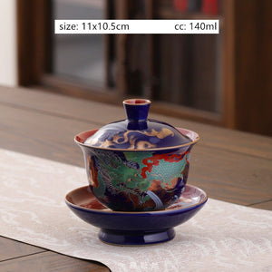 Enamel Color Three CAI Gaiwan Exquisite Ceramic Tea Bowl with Lid Tea Cup Chinese Tea Set Gifts High Quality Tea Infuser acacuss