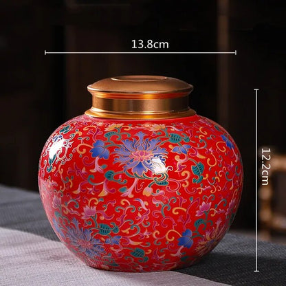 Colored Enamels Ceramic Ashes Urn Double Lid Seal Cover Cremation Ashes Holder For Human Funeral Adult Pet Burial At Home