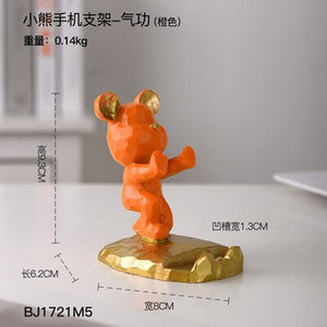 Entrance Key Storage Tray Creative Bear Doll Mobile Phone Bracket Modern Resin Sculpture Living Room Table Decoration Gift acacuss