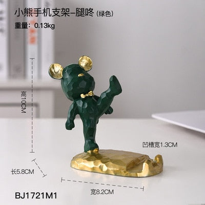 Entrance Key Storage Tray Creative Bear Doll Mobile Phone Bracket Modern Resin Sculpture Living Room Table Decoration Gift acacuss