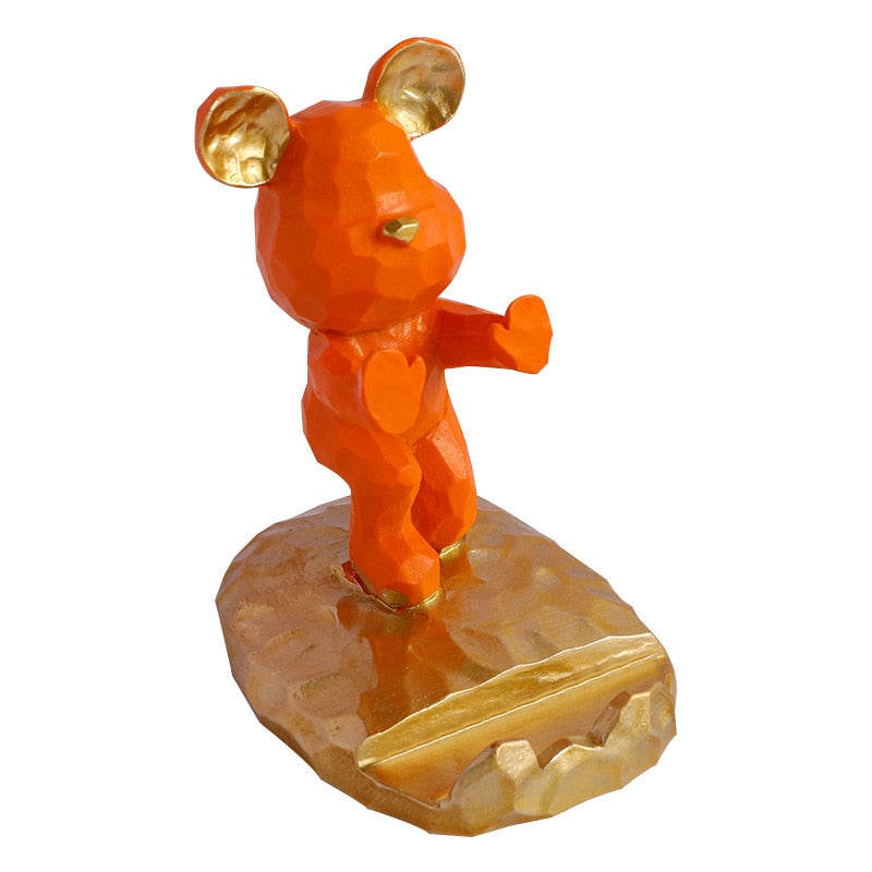 Entrance Key Storage Tray Creative Bear Doll Mobile Phone Bracket Modern Resin Sculpture Living Room Table Decoration Gift acacuss