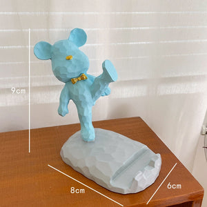 Entrance Key Storage Tray Creative Bear Doll Mobile Phone Bracket Modern Resin Sculpture Living Room Table Decoration Gift acacuss
