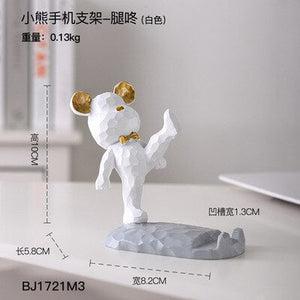 Entrance Key Storage Tray Creative Bear Doll Mobile Phone Bracket Modern Resin Sculpture Living Room Table Decoration Gift acacuss