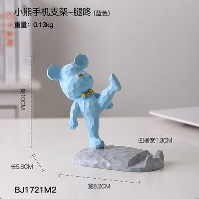 Entrance Key Storage Tray Creative Bear Doll Mobile Phone Bracket Modern Resin Sculpture Living Room Table Decoration Gift acacuss