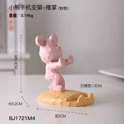 Entrance Key Storage Tray Creative Bear Doll Mobile Phone Bracket Modern Resin Sculpture Living Room Table Decoration Gift acacuss