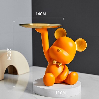 Entrance Key Storage Tray Creative Bear Doll Mobile Phone Bracket Modern Resin Sculpture Living Room Table Decoration Gift acacuss