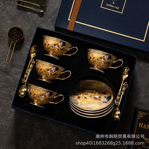 European Bone China Coffee Cup Cup Saucer Spoon Set Ceramic Cup English Afternoon Tea Coffee Cup Household Water Cup Tea Set acacuss