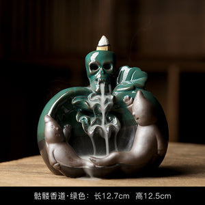 European Halloween Ceramic Ornaments Skull Backflow Incense Burner Creative Easter Halloween Incense Burner Decorations acacuss