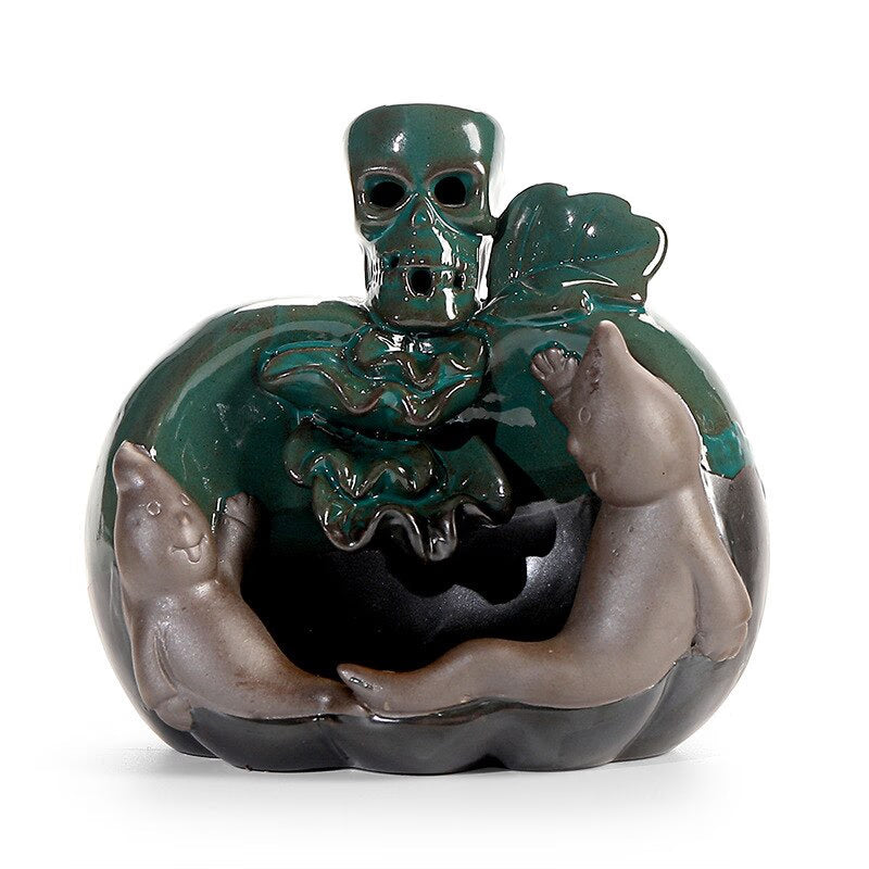 European Halloween Ceramic Ornaments Skull Backflow Incense Burner Creative Easter Halloween Incense Burner Decorations acacuss
