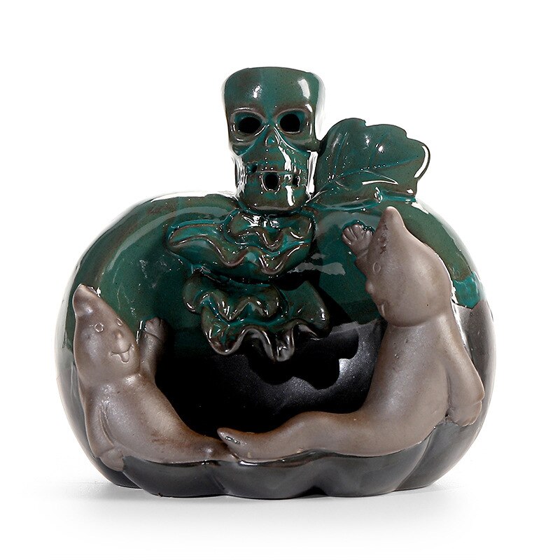 European Halloween Ceramic Ornaments Skull Backflow Incense Burner Creative Easter Halloween Incense Burner Decorations acacuss