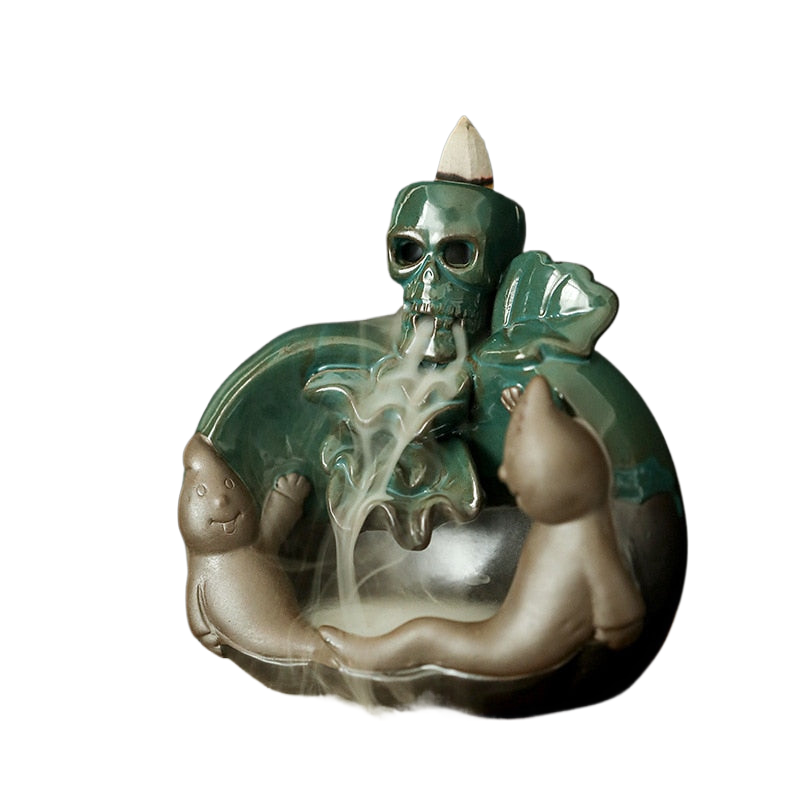 European Halloween Ceramic Ornaments Skull Backflow Incense Burner Creative Easter Halloween Incense Burner Decorations acacuss
