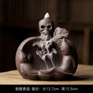 European Halloween Ceramic Ornaments Skull Backflow Incense Burner Creative Easter Halloween Incense Burner Decorations acacuss