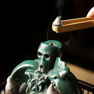 European Halloween Ceramic Ornaments Skull Backflow Incense Burner Creative Easter Halloween Incense Burner Decorations acacuss
