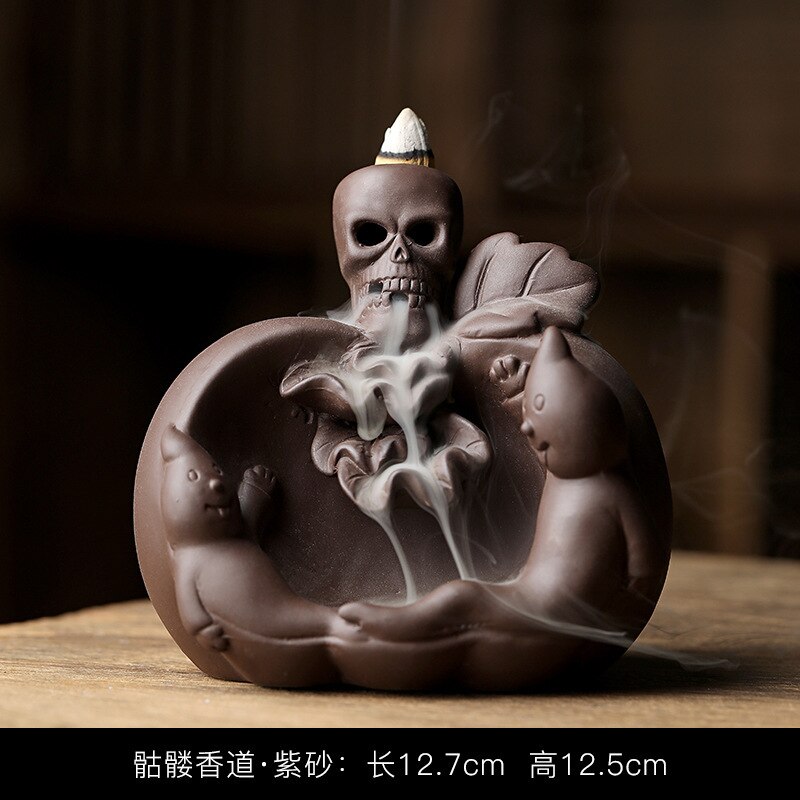 European Halloween Ceramic Ornaments Skull Backflow Incense Burner Creative Easter Halloween Incense Burner Decorations acacuss
