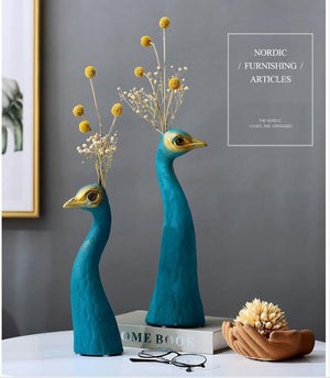 European Peacock Ceramic Vase Fengshui Statues Opening Wedding Birthday Furnishing Decoration Home Room Table Figurines Crafts acacuss