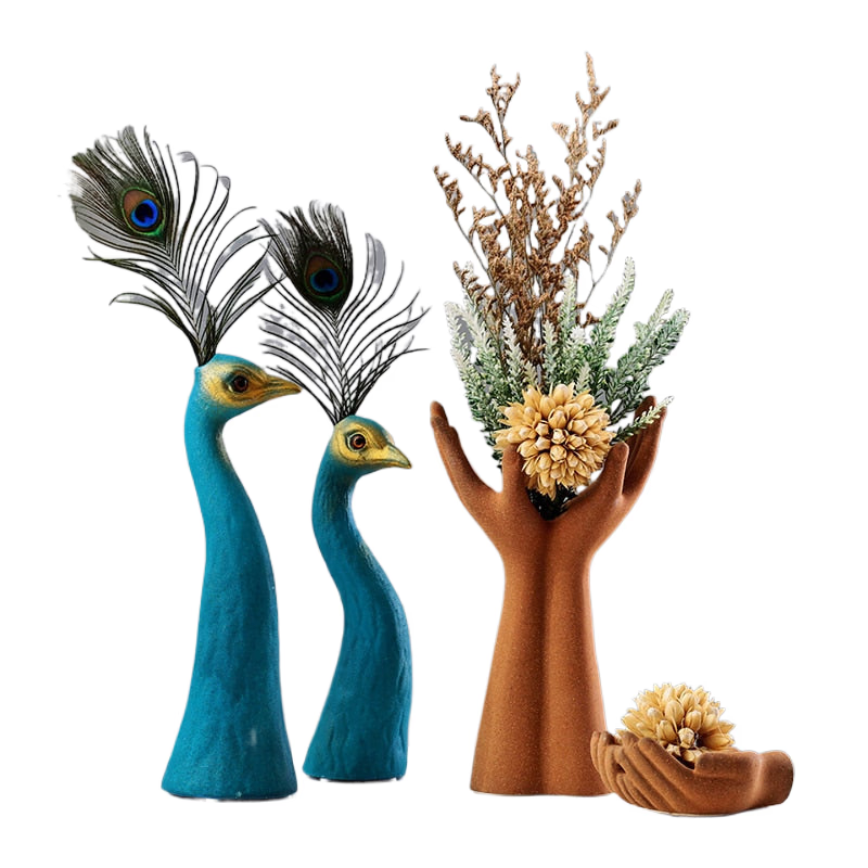 European Peacock Ceramic Vase Fengshui Statues Opening Wedding Birthday Furnishing Decoration Home Room Table Figurines Crafts acacuss