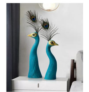 European Peacock Ceramic Vase Fengshui Statues Opening Wedding Birthday Furnishing Decoration Home Room Table Figurines Crafts acacuss