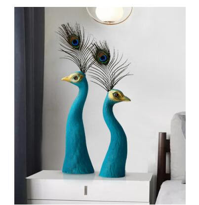 European Peacock Ceramic Vase Fengshui Statues Opening Wedding Birthday Furnishing Decoration Home Room Table Figurines Crafts acacuss