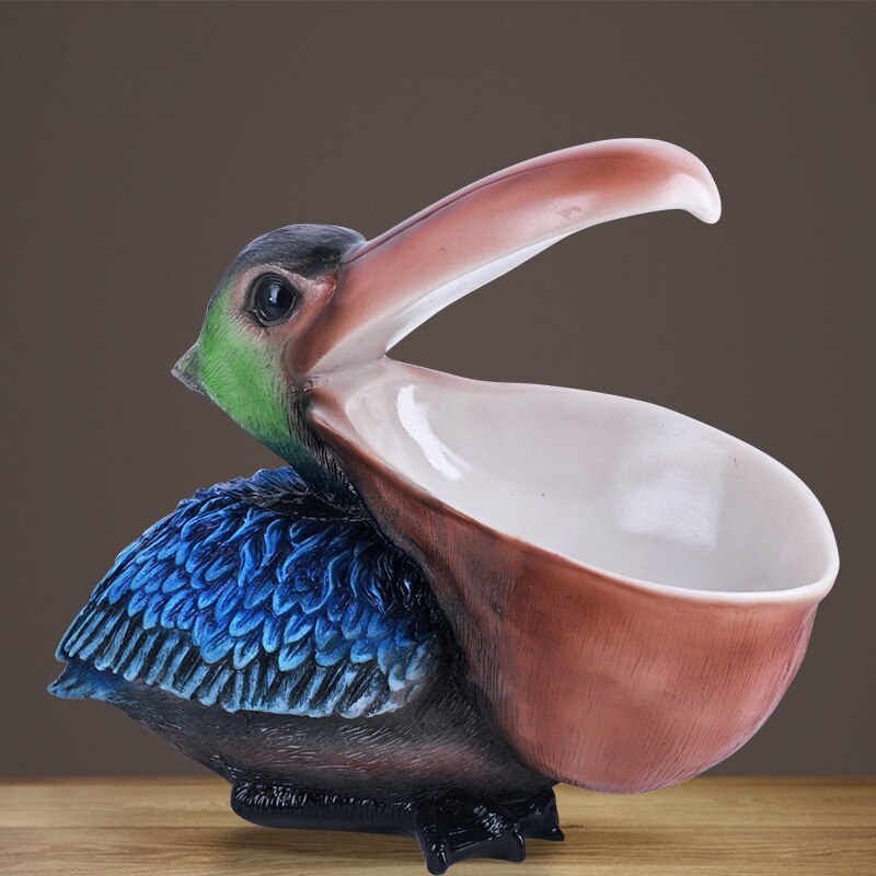 European Resin Cormorant Big Mouth Bird Crafts Home Furnishings Decoration Rose Gold Home Decor Box Jewelry Case Ornaments acacuss