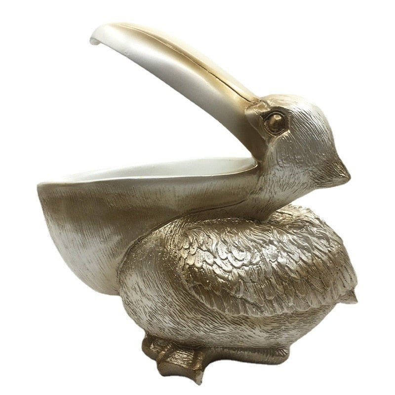 European Resin Cormorant Big Mouth Bird Crafts Home Furnishings Decoration Rose Gold Home Decor Box Jewelry Case Ornaments acacuss