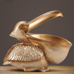 European Resin Cormorant Big Mouth Bird Crafts Home Furnishings Decoration Rose Gold Home Decor Box Jewelry Case Ornaments acacuss
