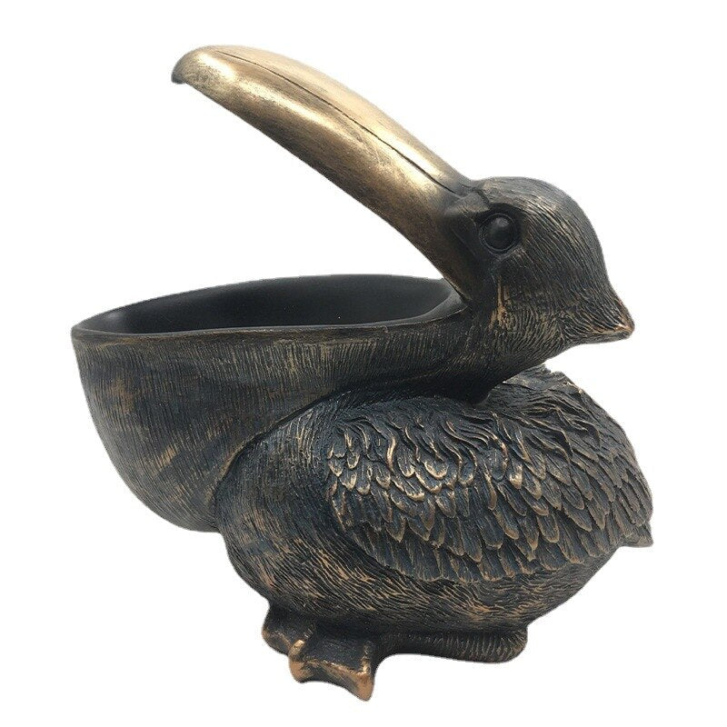 European Resin Cormorant Big Mouth Bird Crafts Home Furnishings Decoration Rose Gold Home Decor Box Jewelry Case Ornaments acacuss