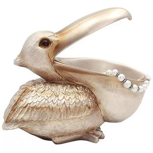 European Resin Cormorant Big Mouth Bird Crafts Home Furnishings Decoration Rose Gold Home Decor Box Jewelry Case Ornaments acacuss