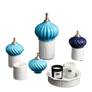 European Style Ceramics Storage Jar Living Room Castle Jewelry Jars Bedroom Cosmetic Container Painted Home Decoration Organizer acacuss