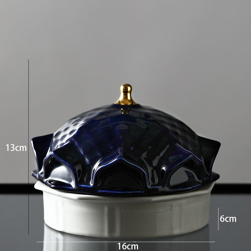European Style Ceramics Storage Jar Living Room Castle Jewelry Jars Bedroom Cosmetic Container Painted Home Decoration Organizer acacuss