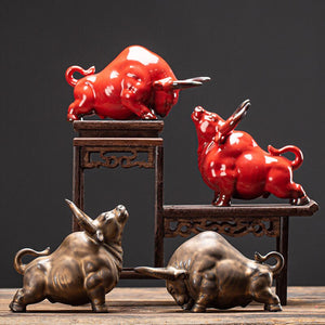 European ceramic bull figurine，Modern art sculpture，Home decoration accessories，Office decoration figurines acacuss
