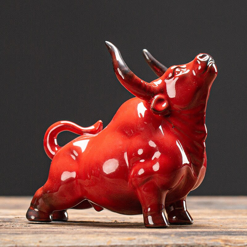 European ceramic bull figurine，Modern art sculpture，Home decoration accessories，Office decoration figurines acacuss