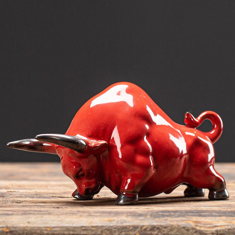European ceramic bull figurine，Modern art sculpture，Home decoration accessories，Office decoration figurines acacuss