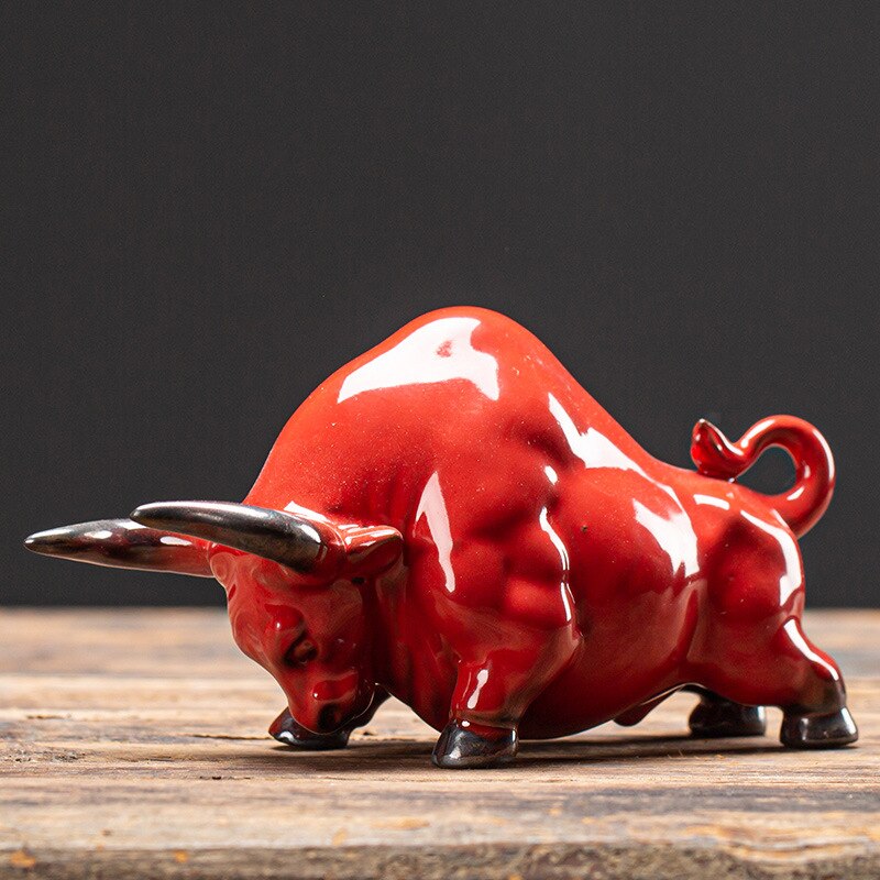 European ceramic bull figurine，Modern art sculpture，Home decoration accessories，Office decoration figurines acacuss