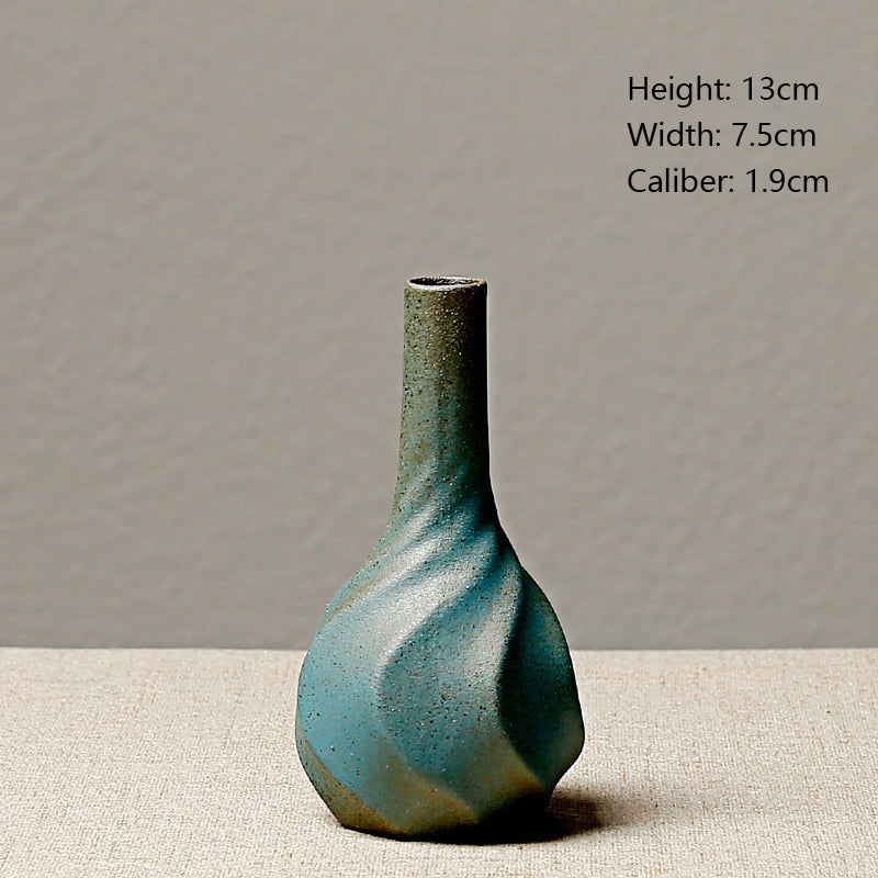 European-style stoneware flower ceramic vase Chinese and Japanese ceramic small vase retro flower pottery ornaments acacuss
