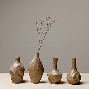 European-style stoneware flower ceramic vase Chinese and Japanese ceramic small vase retro flower pottery ornaments acacuss