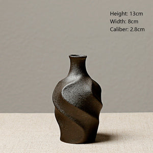 European-style stoneware flower ceramic vase Chinese and Japanese ceramic small vase retro flower pottery ornaments acacuss