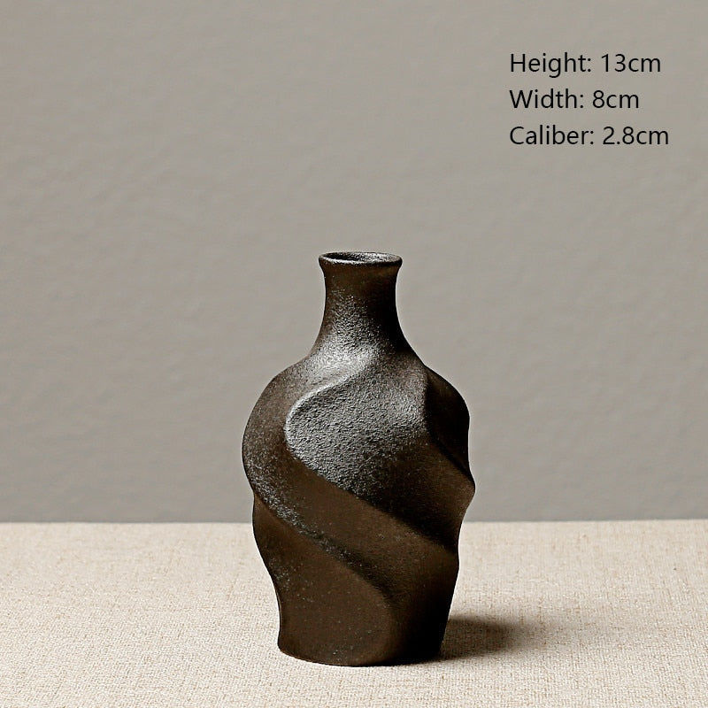 European-style stoneware flower ceramic vase Chinese and Japanese ceramic small vase retro flower pottery ornaments acacuss