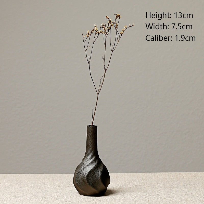 European-style stoneware flower ceramic vase Chinese and Japanese ceramic small vase retro flower pottery ornaments acacuss