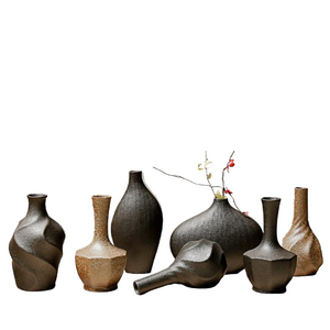 European-style stoneware flower ceramic vase Chinese and Japanese ceramic small vase retro flower pottery ornaments acacuss