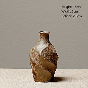 European-style stoneware flower ceramic vase Chinese and Japanese ceramic small vase retro flower pottery ornaments acacuss