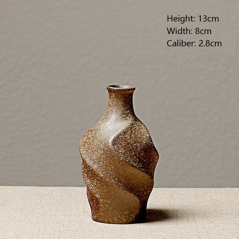 European-style stoneware flower ceramic vase Chinese and Japanese ceramic small vase retro flower pottery ornaments acacuss