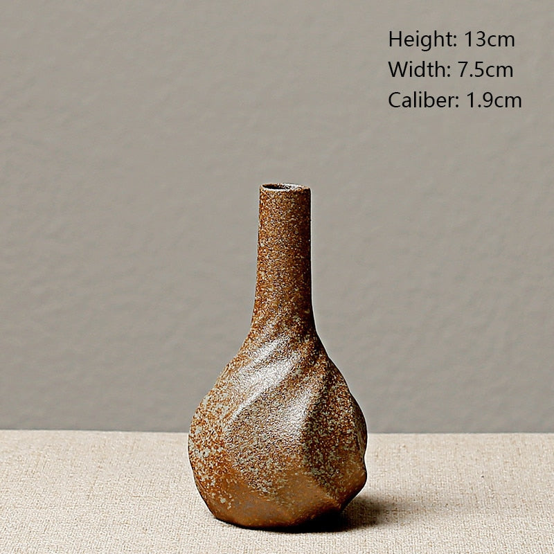 European-style stoneware flower ceramic vase Chinese and Japanese ceramic small vase retro flower pottery ornaments acacuss