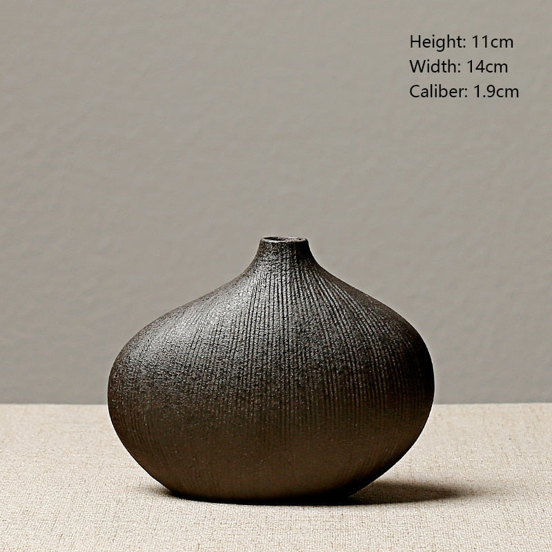 European-style stoneware flower ceramic vase Chinese and Japanese ceramic small vase retro flower pottery ornaments acacuss