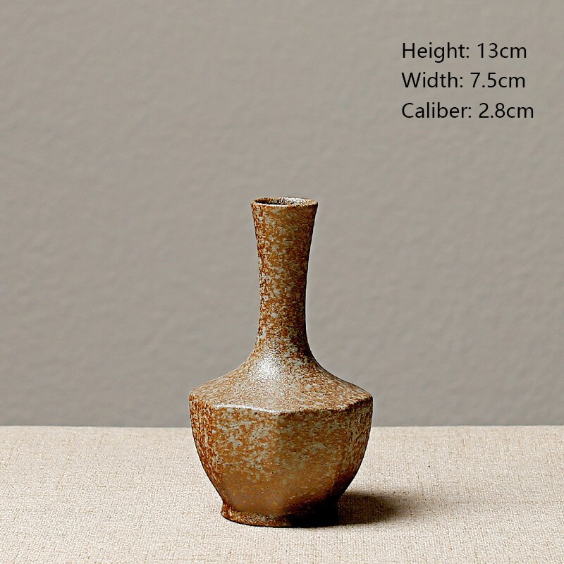 European-style stoneware flower ceramic vase Chinese and Japanese ceramic small vase retro flower pottery ornaments acacuss