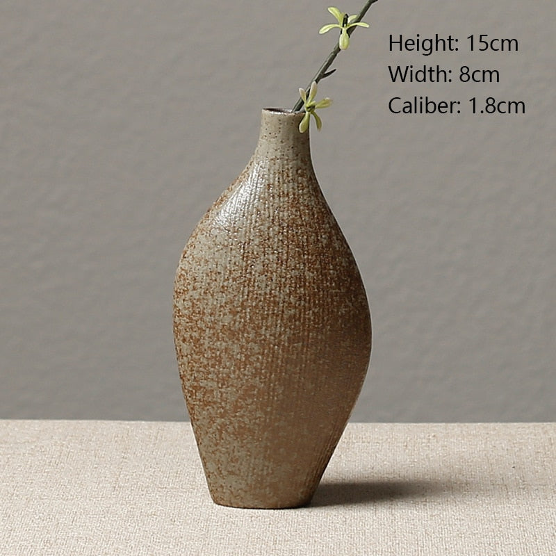 European-style stoneware flower ceramic vase Chinese and Japanese ceramic small vase retro flower pottery ornaments acacuss