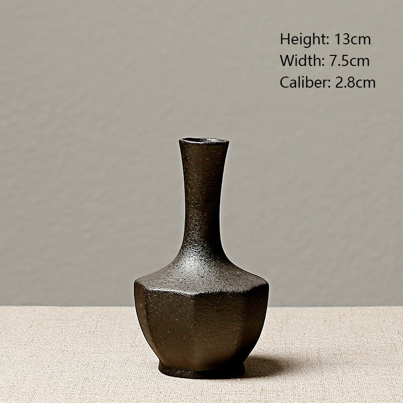 European-style stoneware flower ceramic vase Chinese and Japanese ceramic small vase retro flower pottery ornaments acacuss