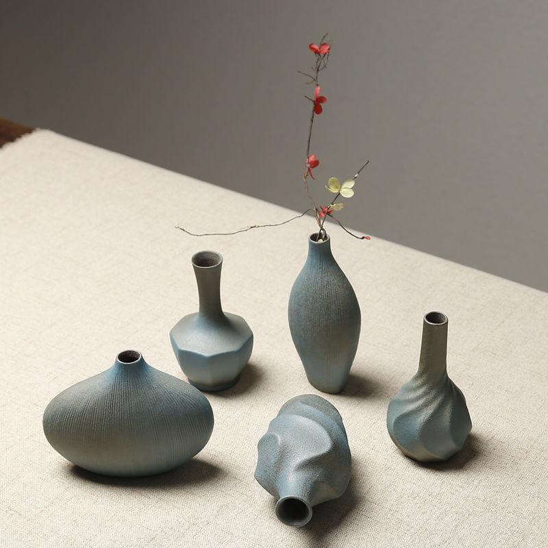 European-style stoneware flower ceramic vase Chinese and Japanese ceramic small vase retro flower pottery ornaments acacuss