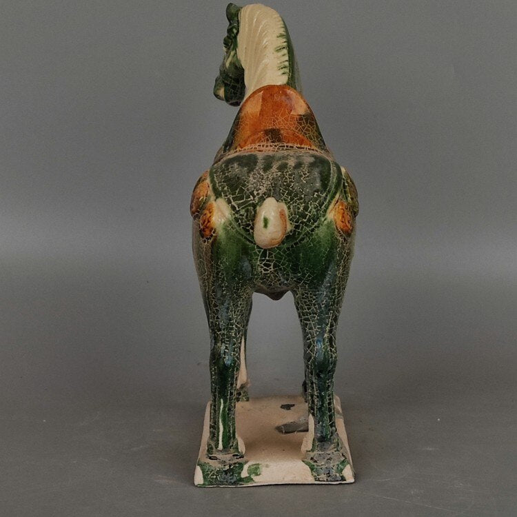 Excavated From the Imitation Museum Home Decor Tang Sancai Green Glazed War Horse Antique Porcelain Antiques Antiques Room acacuss